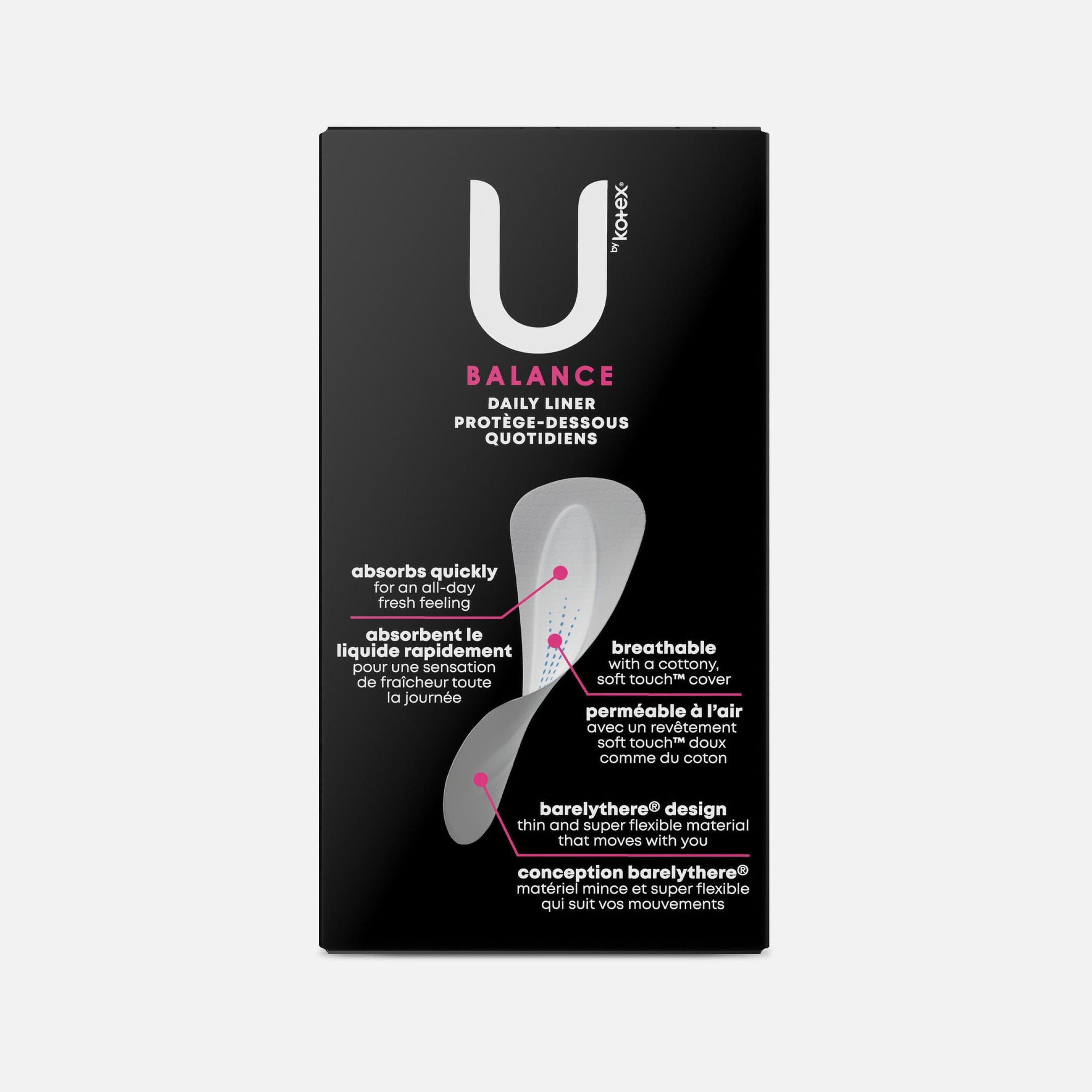 U by Kotex Balance Daily Wrapped Panty Liners, Light Absorbency, Regular Length, 50 ct.