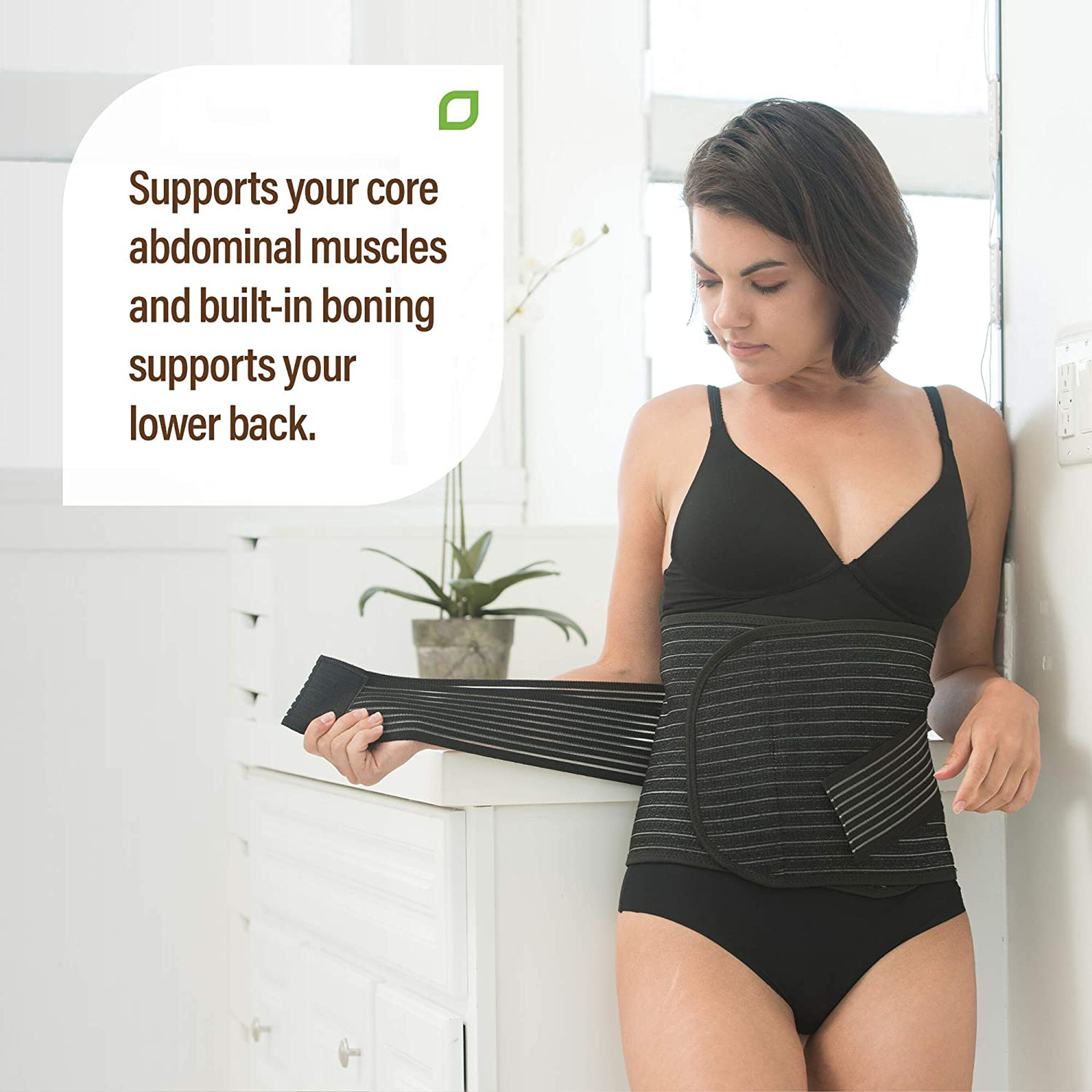 Shrinkx Belly Postpartum Belly Wrap with Bamboo Charcoal Fiber, Black, L/XL