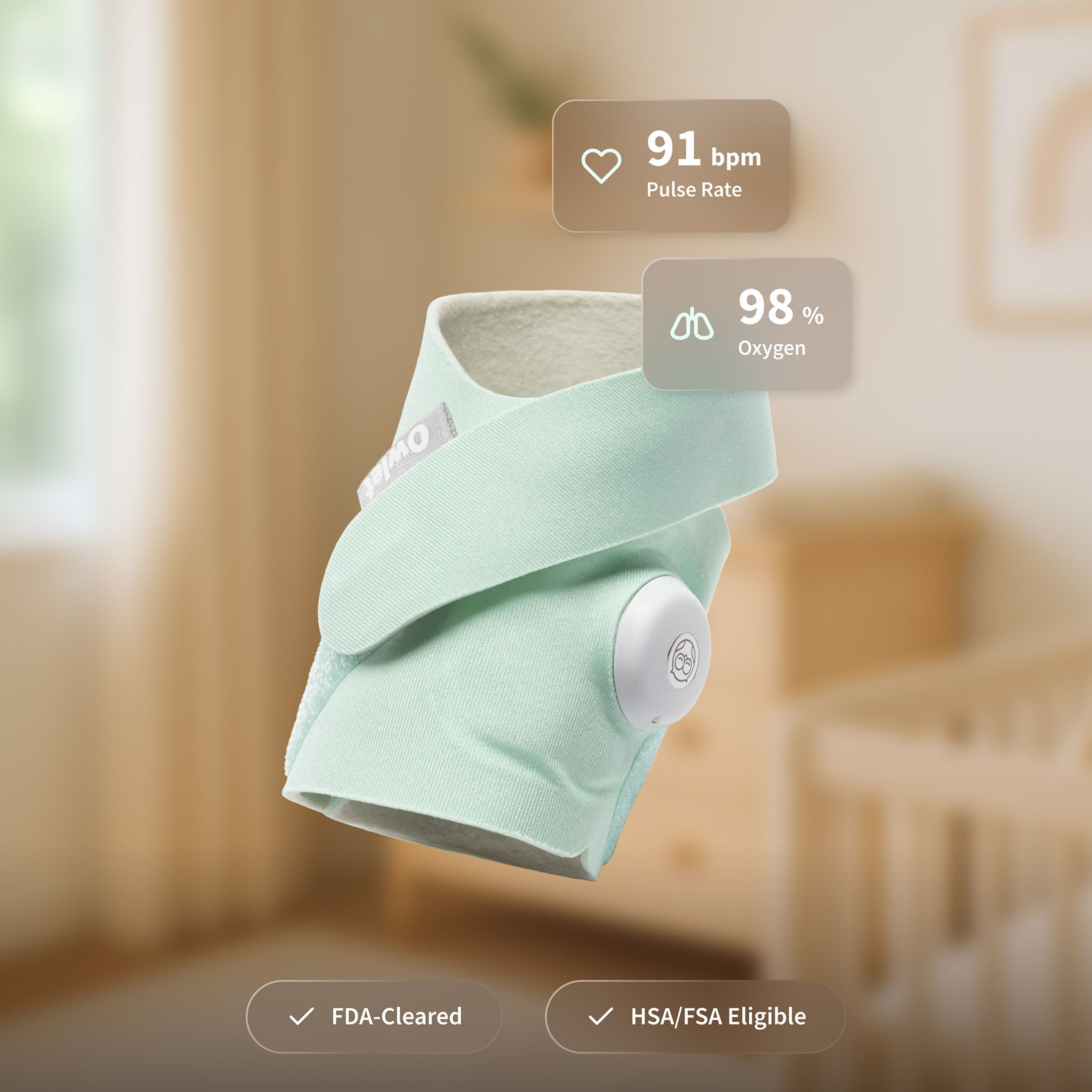 Owlet Dream Sock Baby Monitor, Mint
