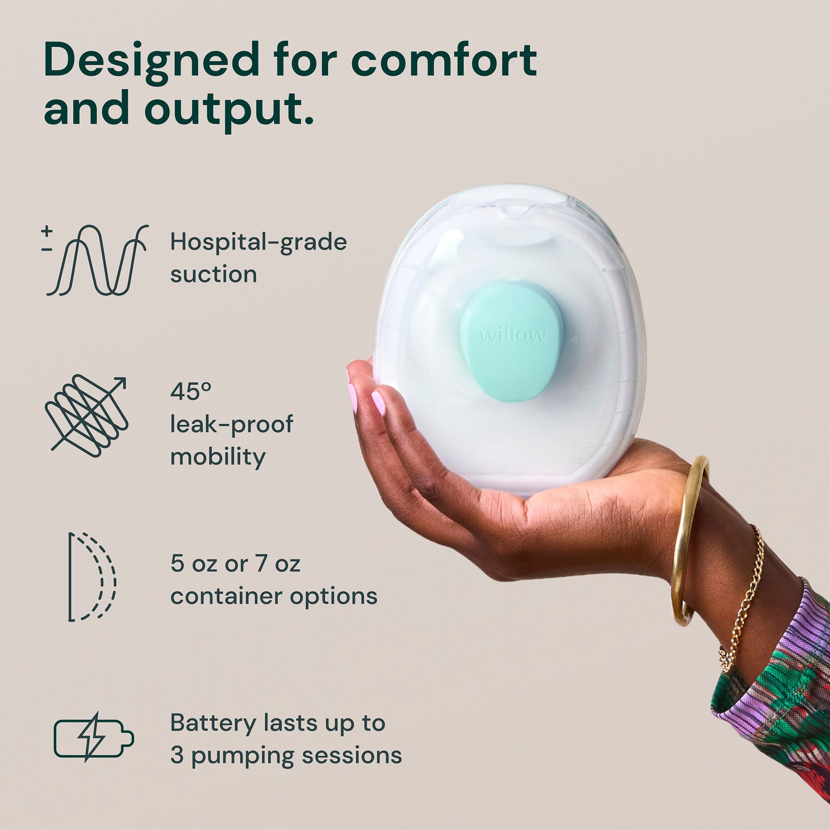 Willow Go™ Wearable Hands-Free, Cord-Free Double Electric Breast Pump
