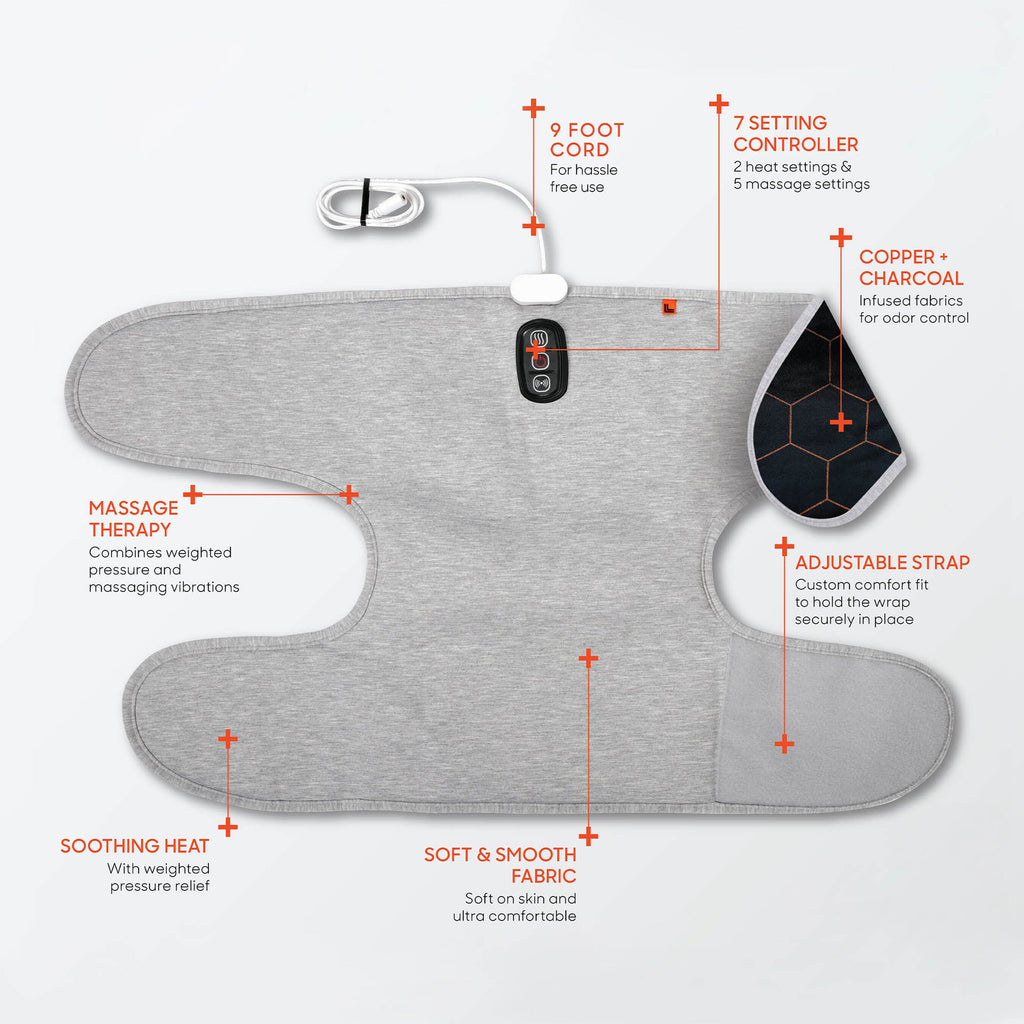 Sharper Image Calming Heat Copper + Charcoal Massaging Knee Wrap