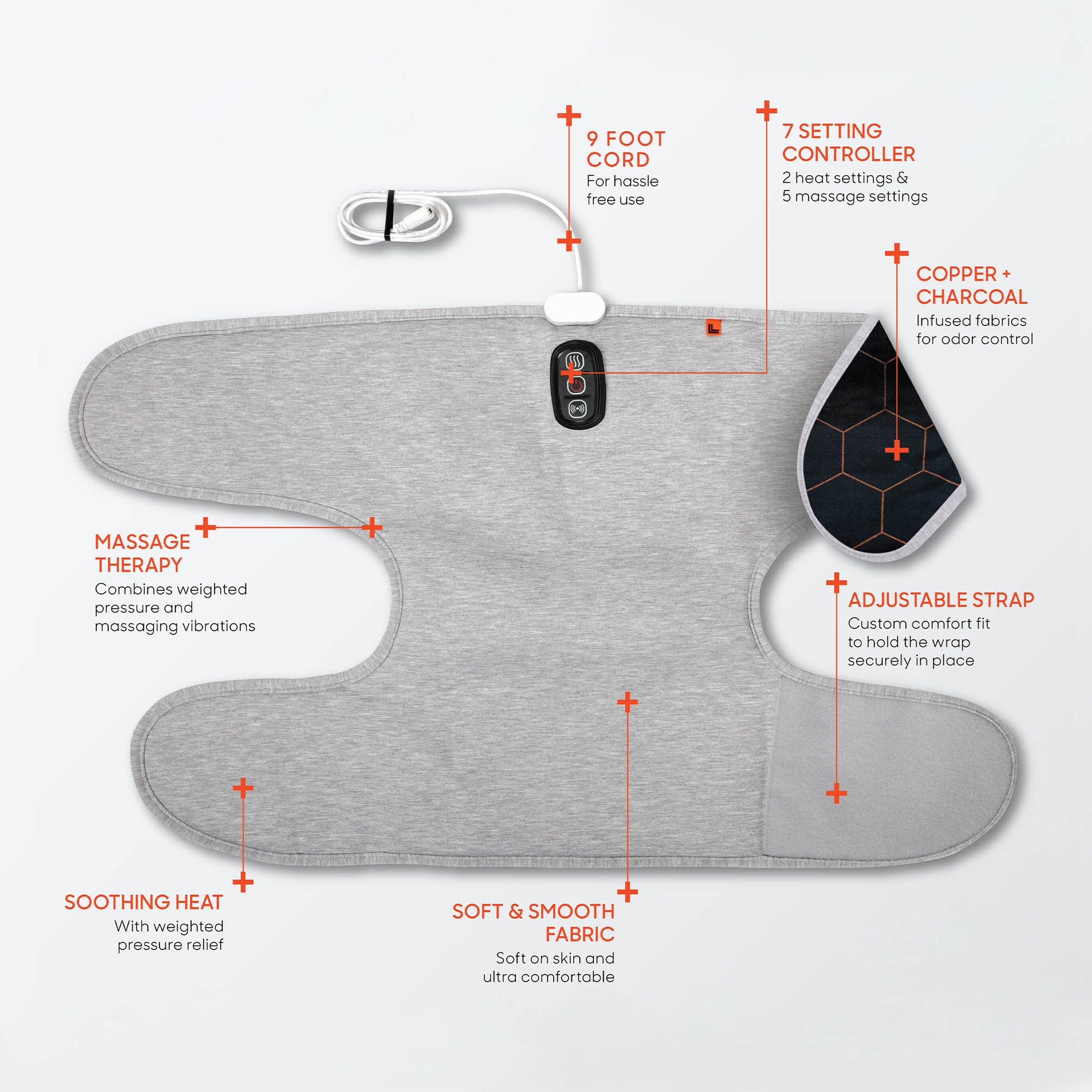 Sharper Image Calming Heat Copper + Charcoal Massaging Knee Wrap