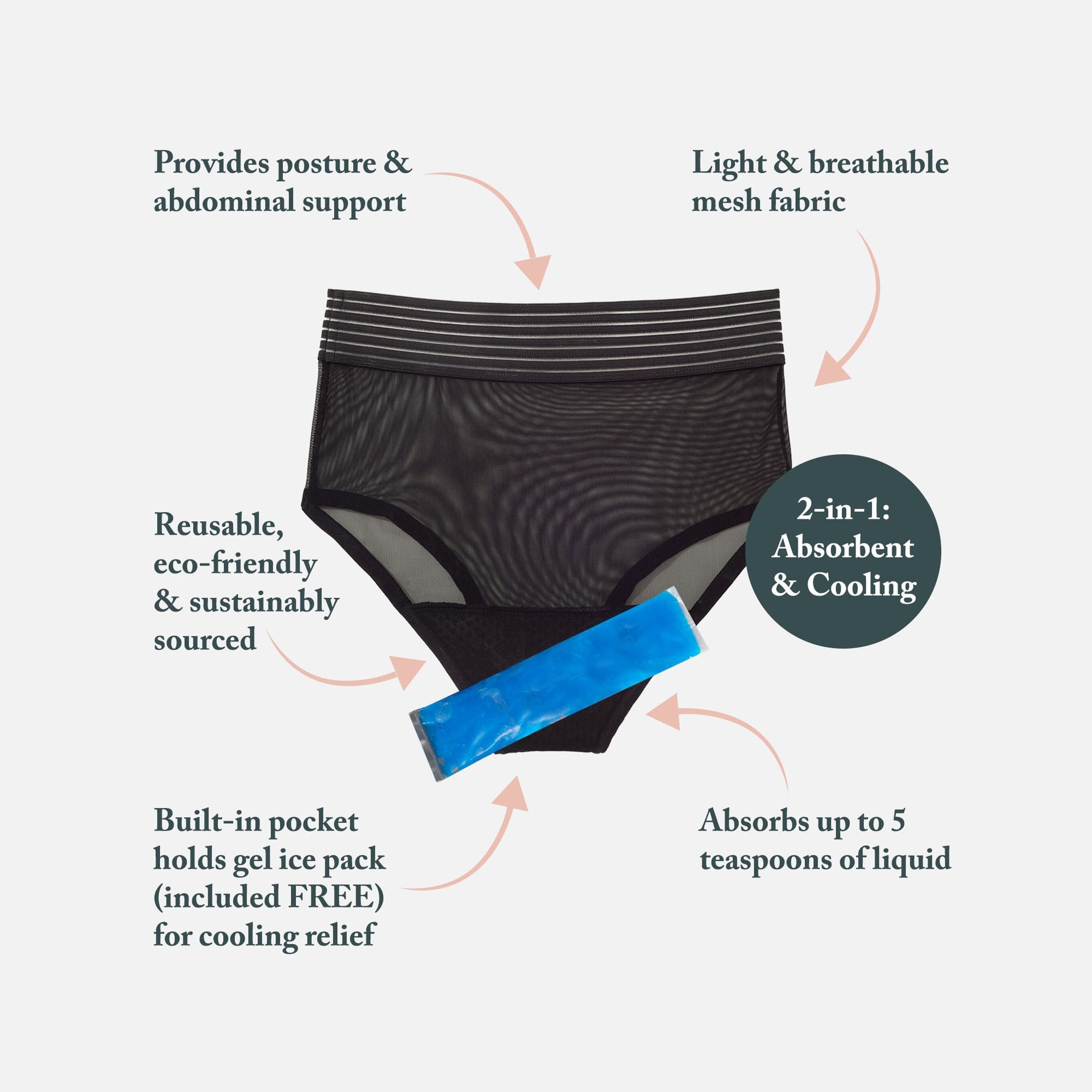 Mommy Matters HEAL 2-in-1 Postpartum Panty in Black, Size Small