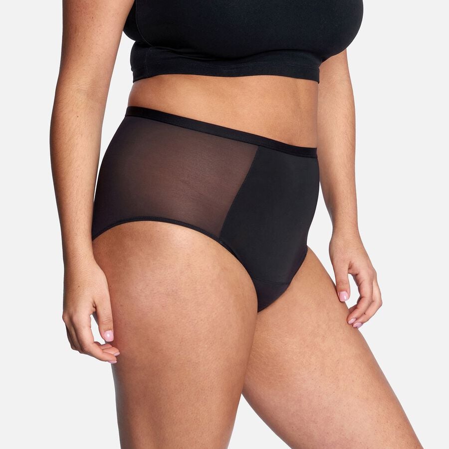Thinx Comfort Stretch Hi-Waist Period Underwear, Black, XL