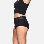 Thinx For All Leaks Signature Lace Very Light Hi-Waist Incontinence Underwear, Black, XL