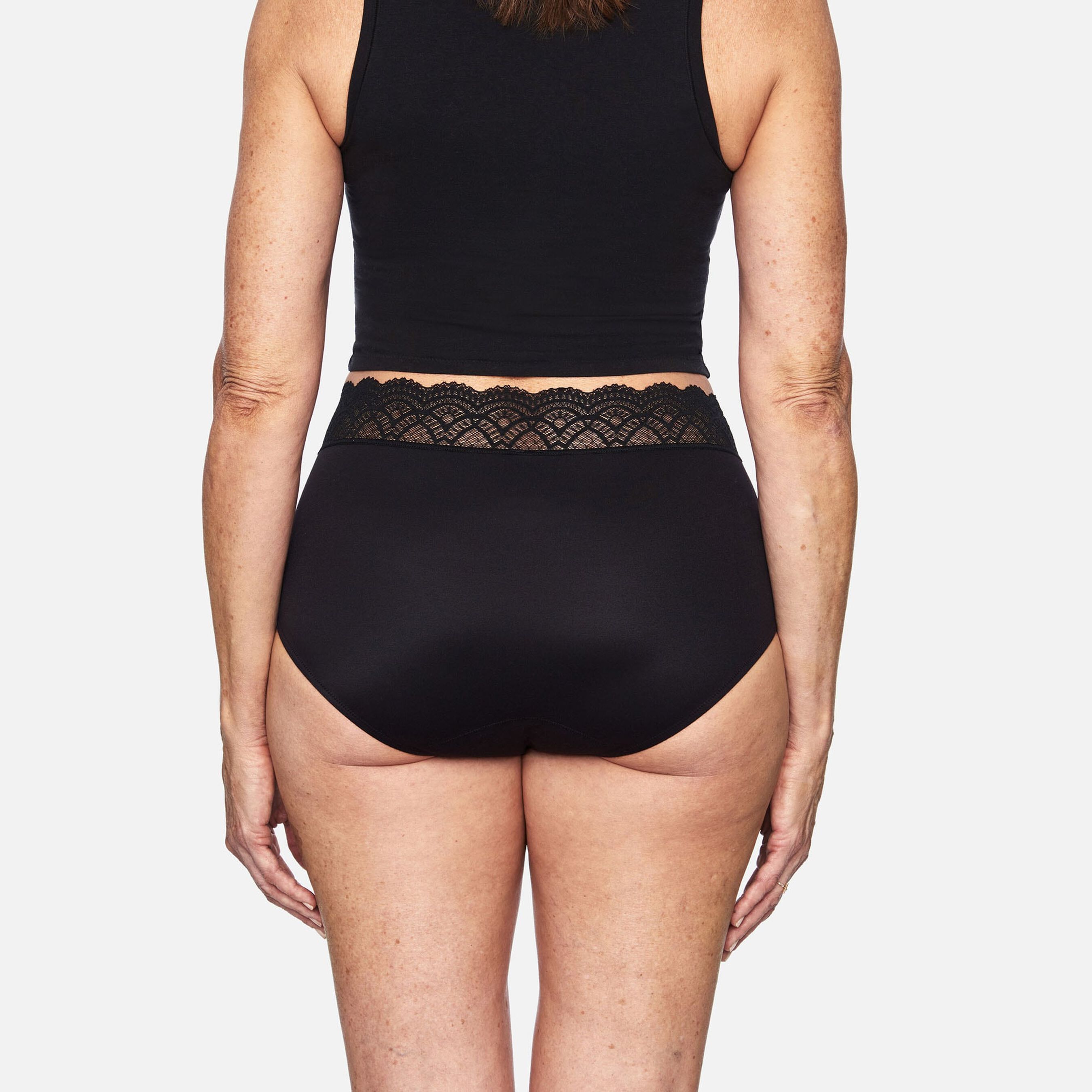 Thinx For All Leaks Signature Lace Very Light Hi-Waist Incontinence Underwear, Black, XL