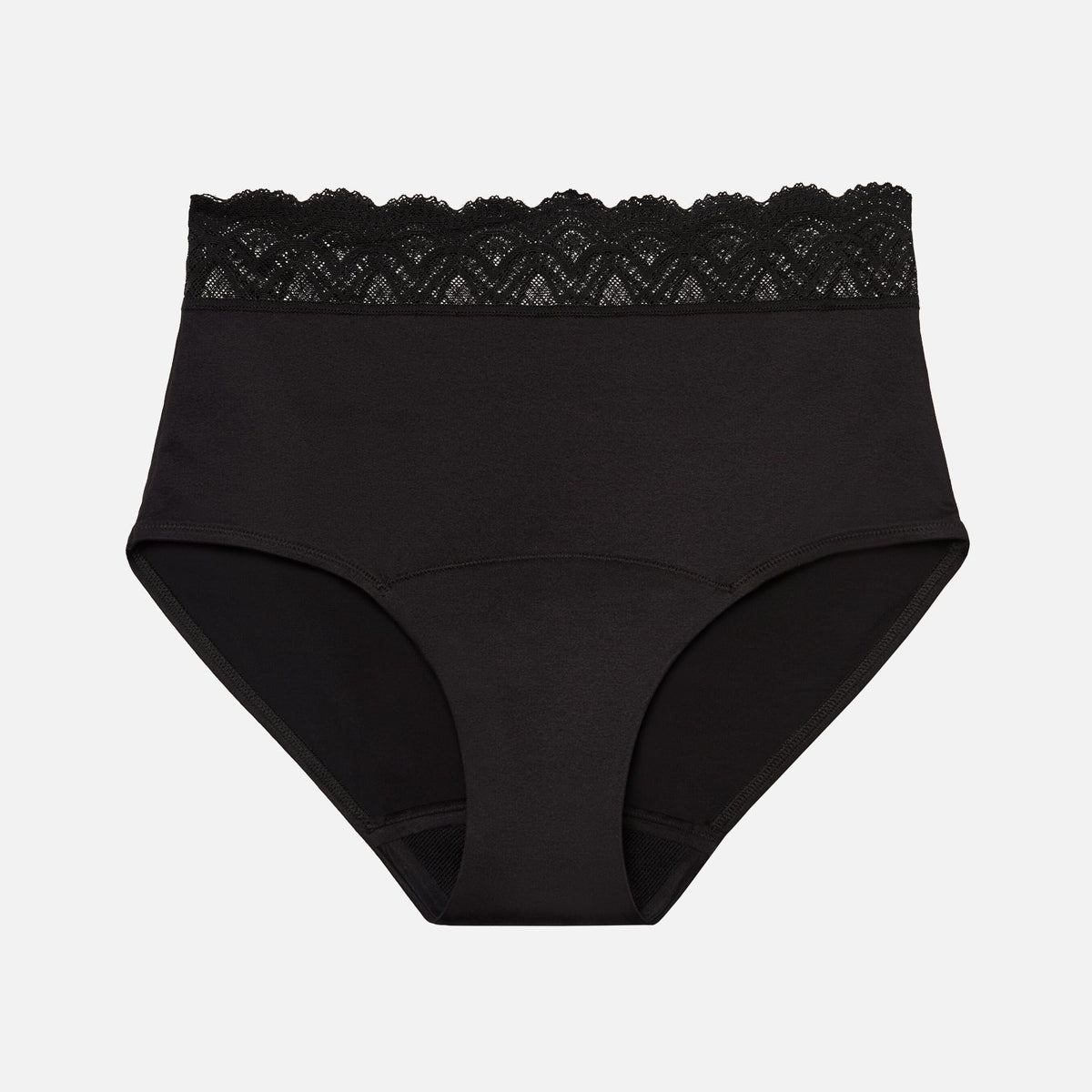 Thinx For All Leaks Signature Lace Very Light Hi-Waist Incontinence Underwear, Black, XL