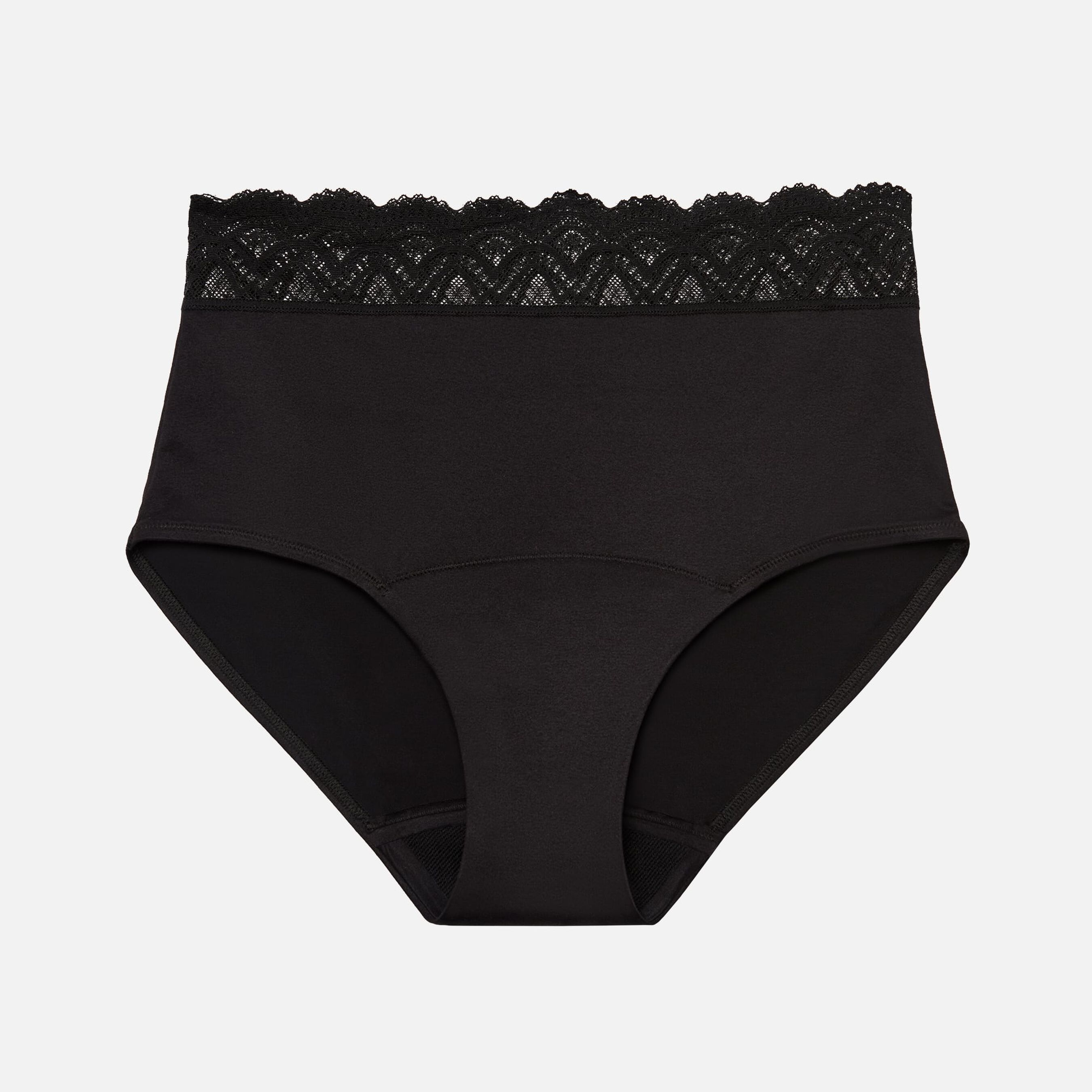 Thinx For All Leaks Signature Lace Very Light Hi-Waist Incontinence Underwear, Black, XL
