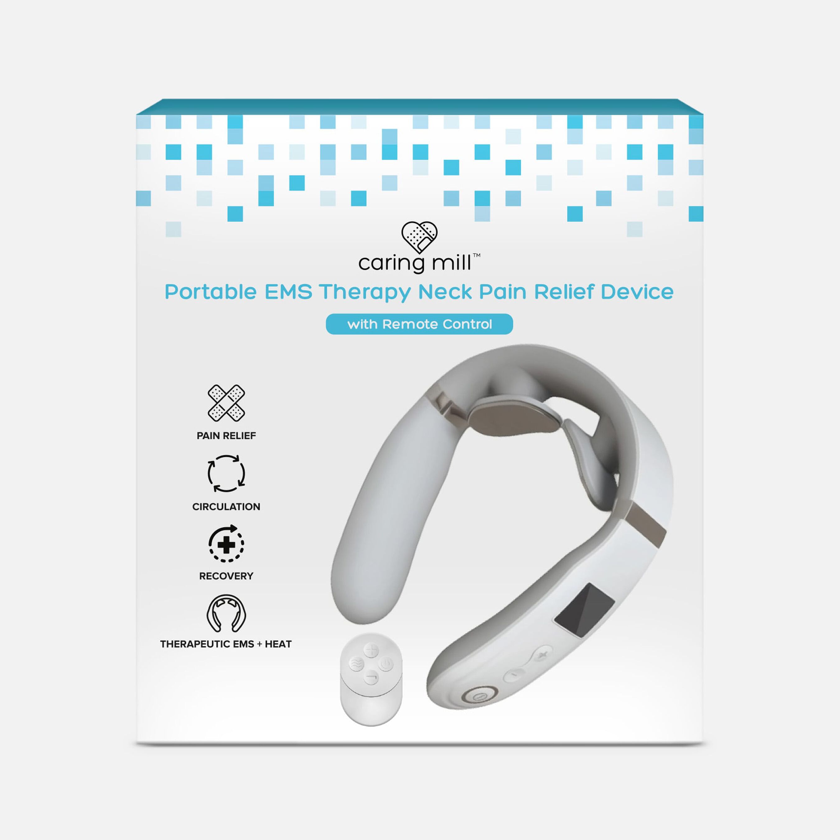 Caring Mill™ Cordless Portable Neck EMS Pain Relief Device with Heat Therapy