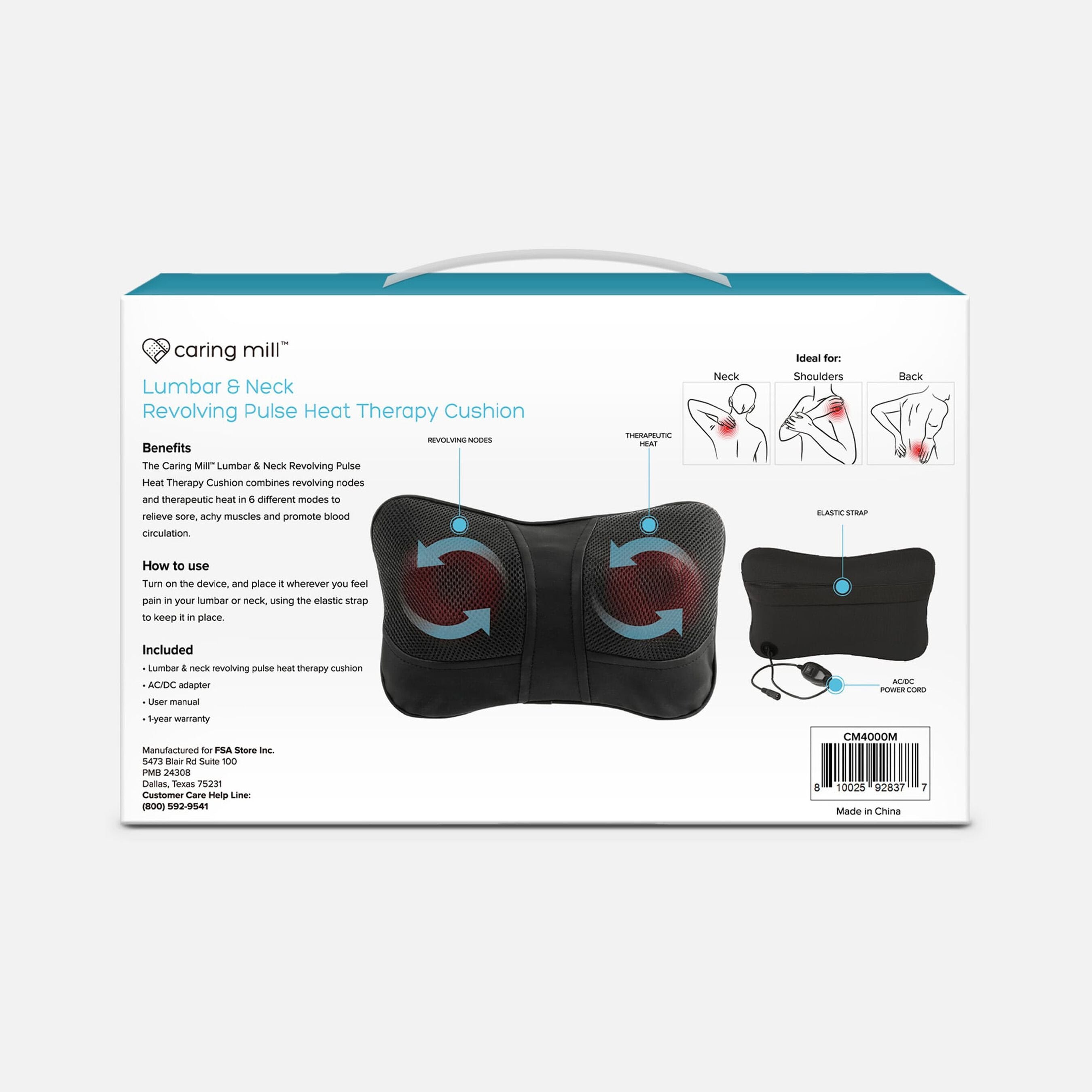 Caring Mill™ Lumbar & Neck Revolving Pulse Heat Therapy Cushion