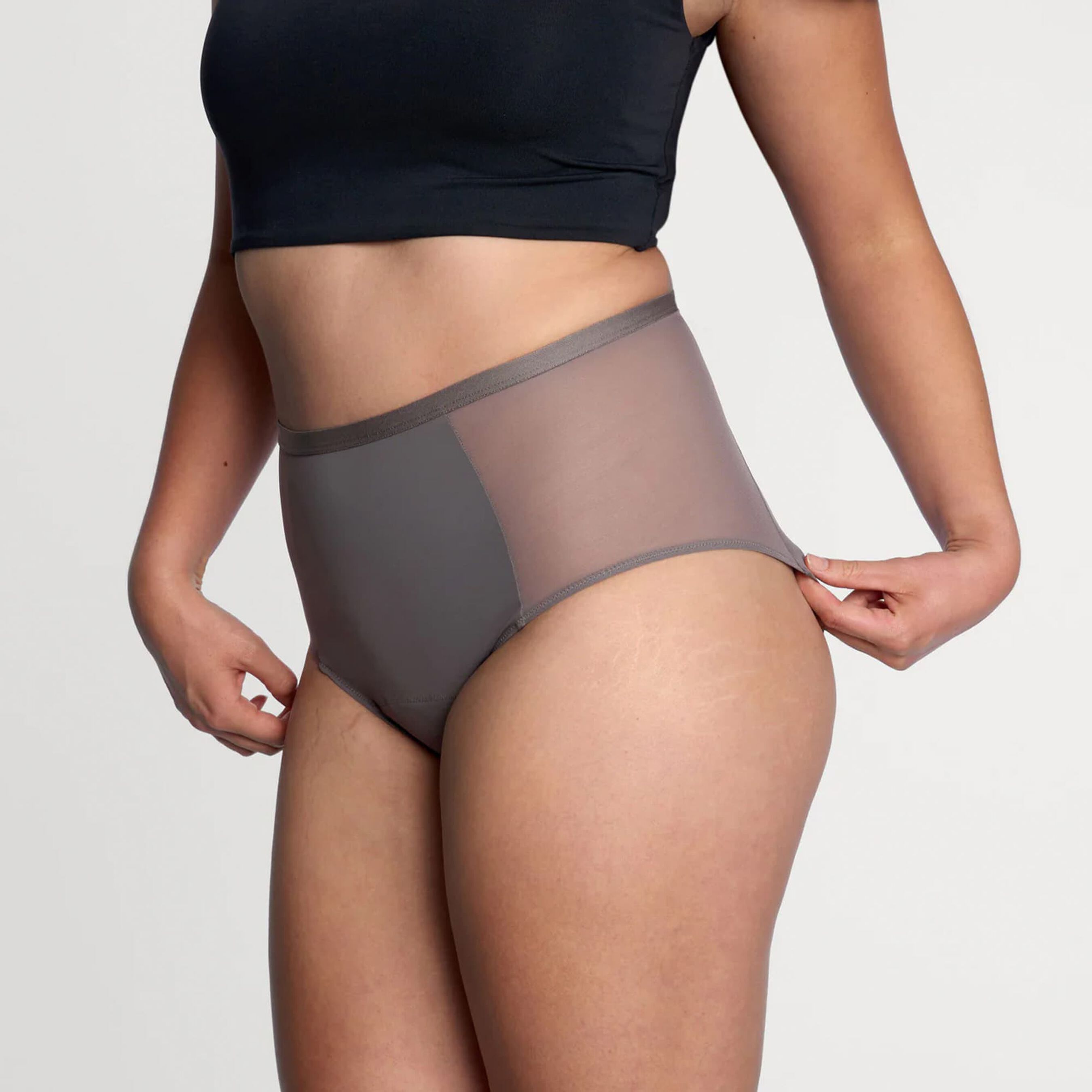Thinx Comfort Stretch Hi-Waist All Day Period Underwear, Slate, Medium