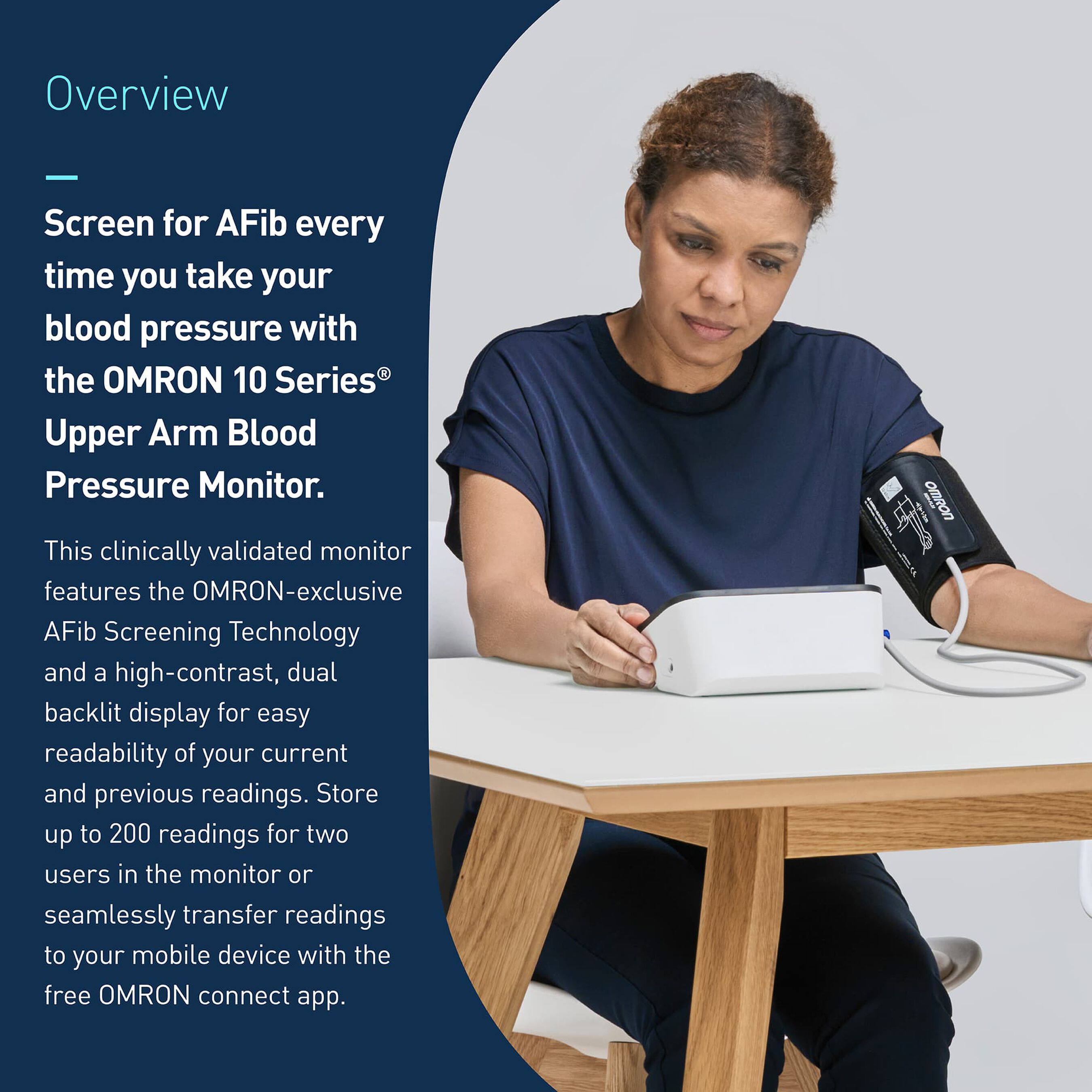 Omron 10-Series Upper Arm Blood Pressure Monitor, Connected, with AC Adapter