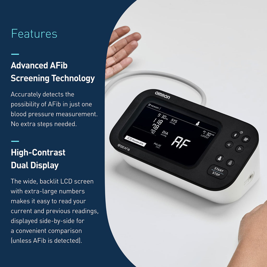 Omron 10-Series Upper Arm Blood Pressure Monitor, Connected, with AC Adapter