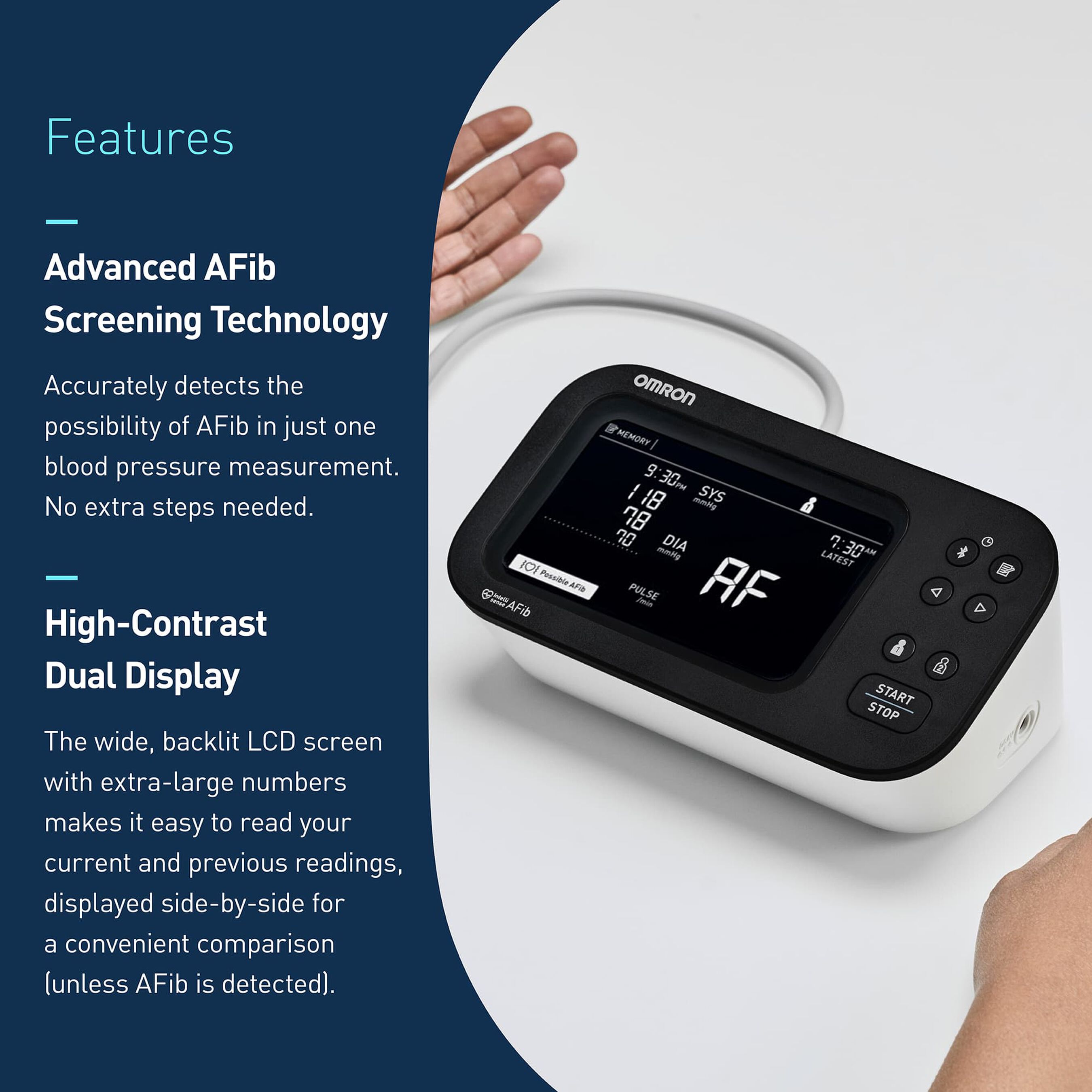 Omron 10-Series Upper Arm Blood Pressure Monitor, Connected, with AC Adapter