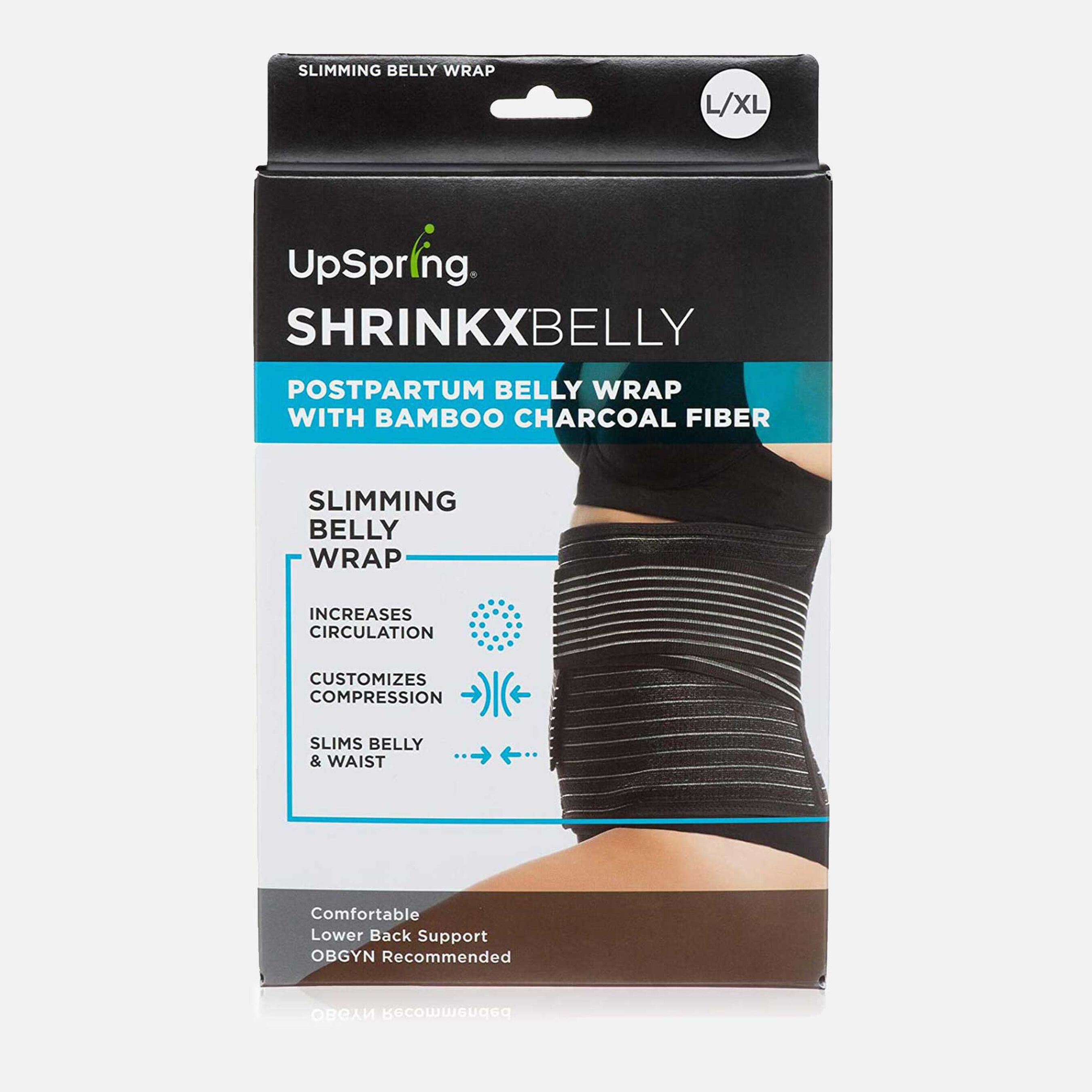 Shrinkx Belly Postpartum Belly Wrap with Bamboo Charcoal Fiber, Black, L/XL