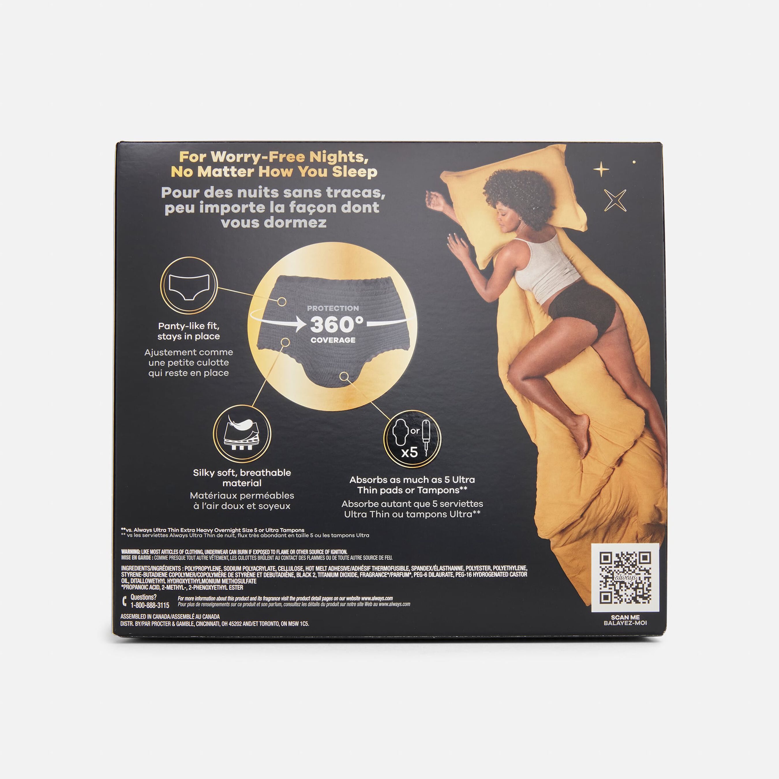 Always ZZZ Overnight Disposable Period Underwear, Large, 7 ct.