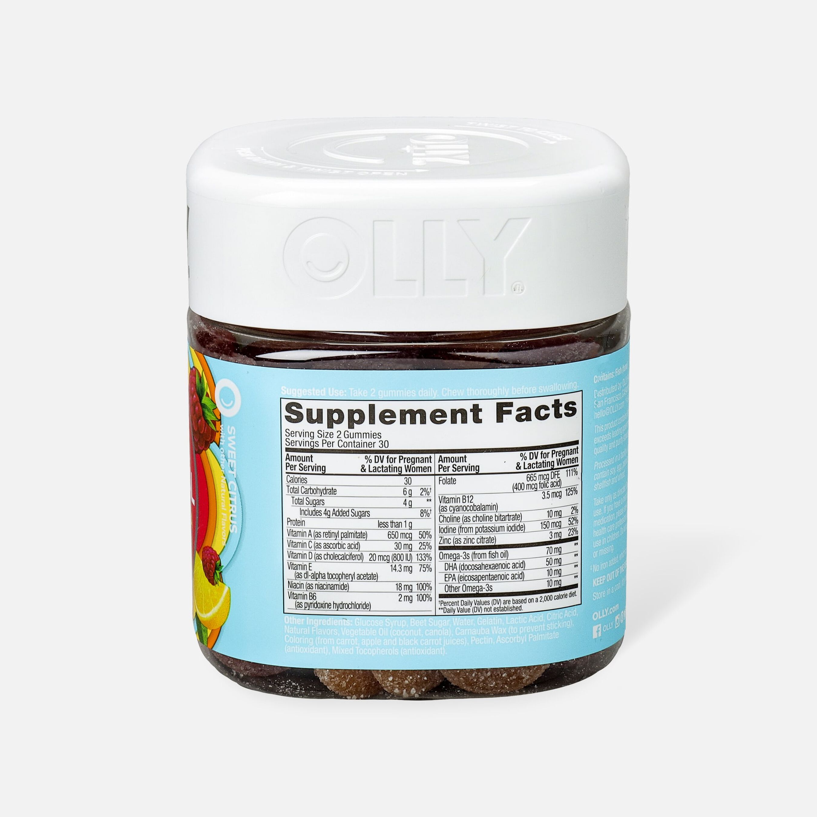 OLLY The Essential Prenatal Gummy Multivitamin, Sweet Citrus, 30 Day Supply, 60ct. (2-Pack)
