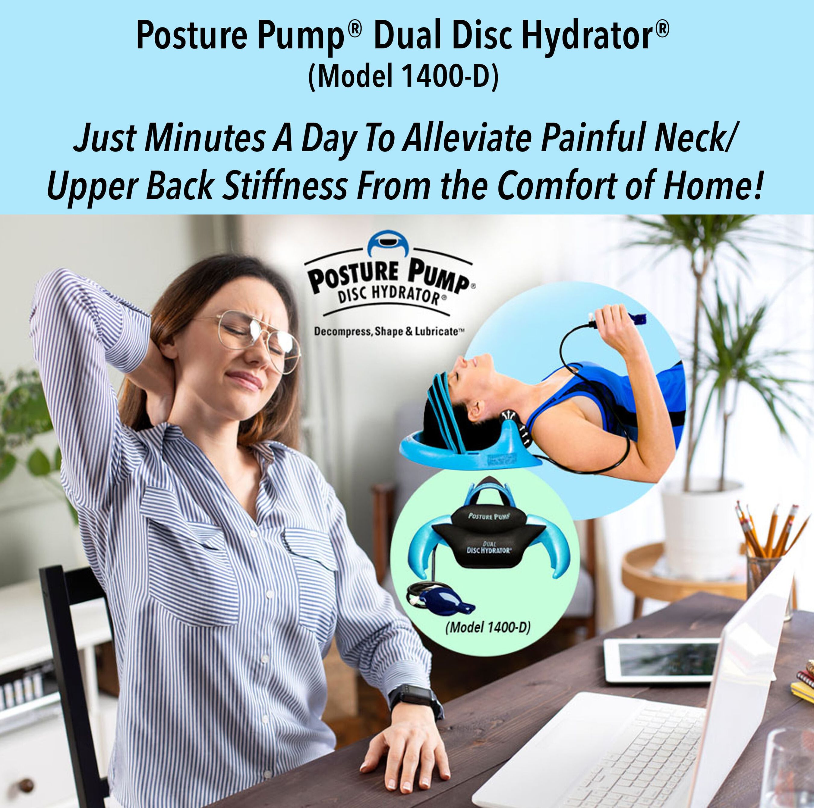 Posture Pump® Dual Disc Hydrator®, Relieves Neck Pain, Model 1400-D