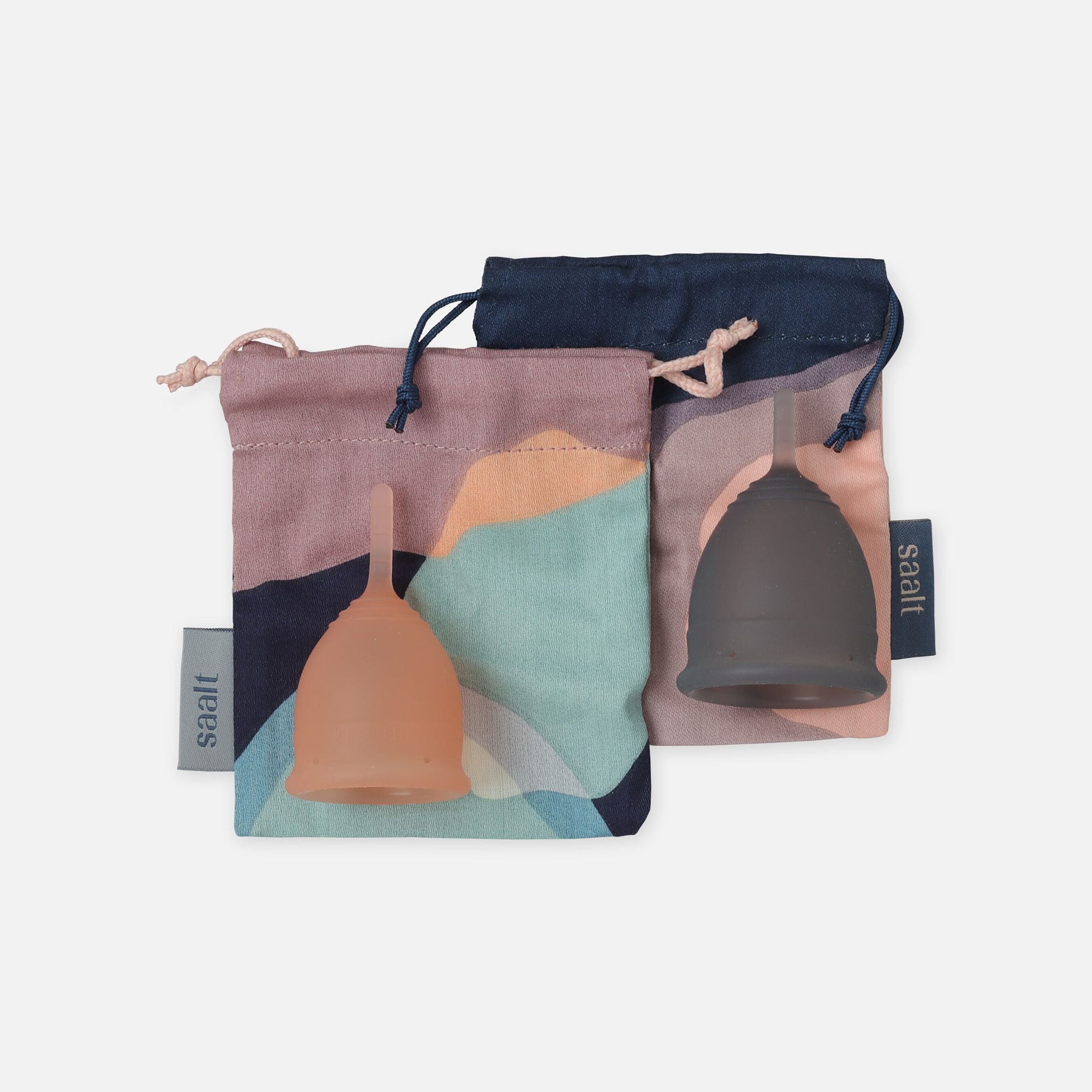 Saalt Soft Menstrual Cup, Duo Pack, Desert Blush, Small and Mist Grey, Regular
