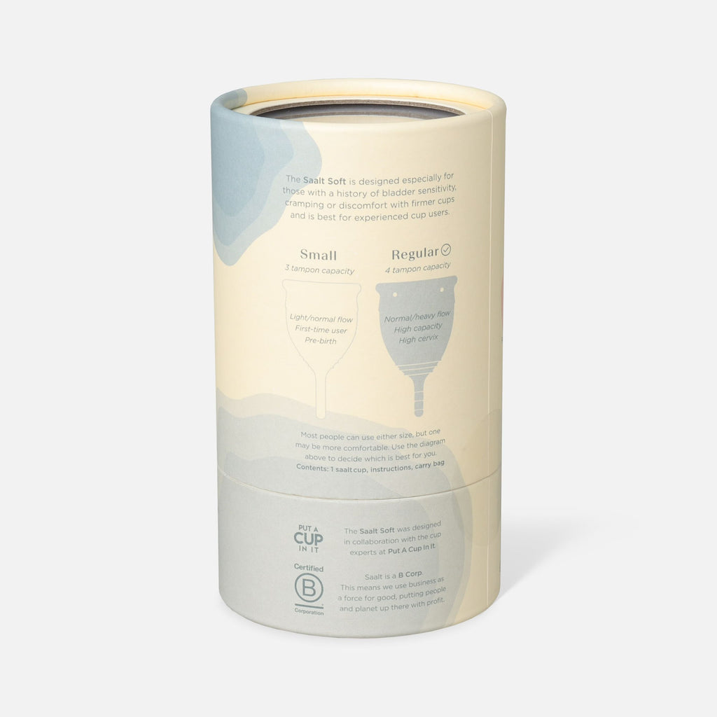 Saalt Soft Menstrual Cup, Duo Pack, Desert Blush, Small and Mist Grey, Regular