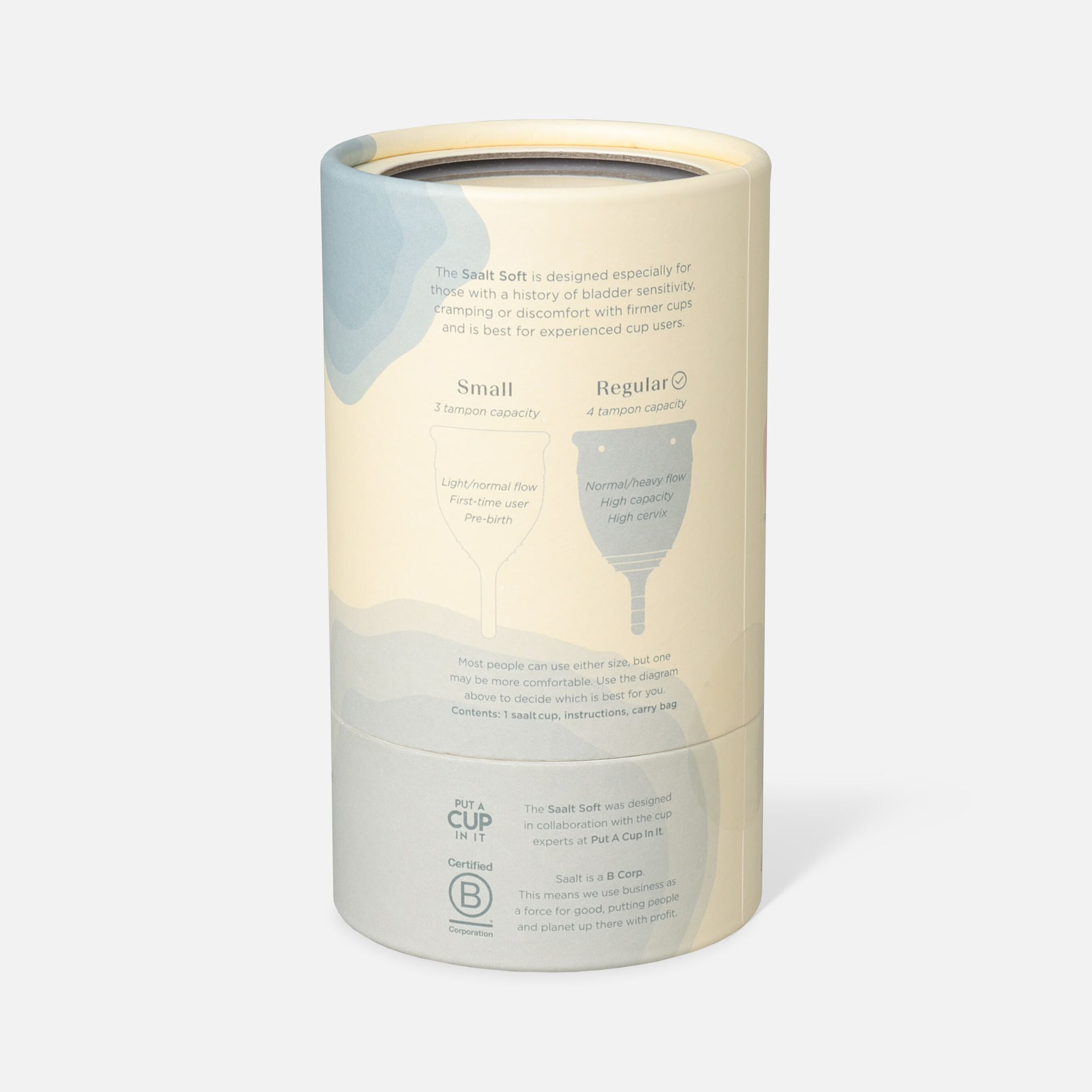 Saalt Soft Menstrual Cup, Duo Pack, Desert Blush, Small and Mist Grey, Regular
